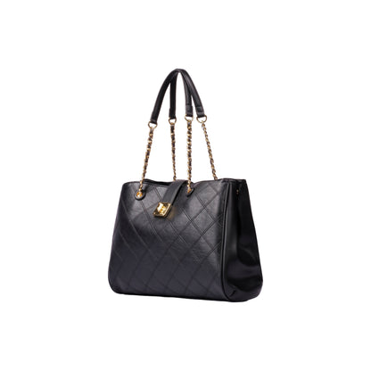 Twist Lock Leather Handbag