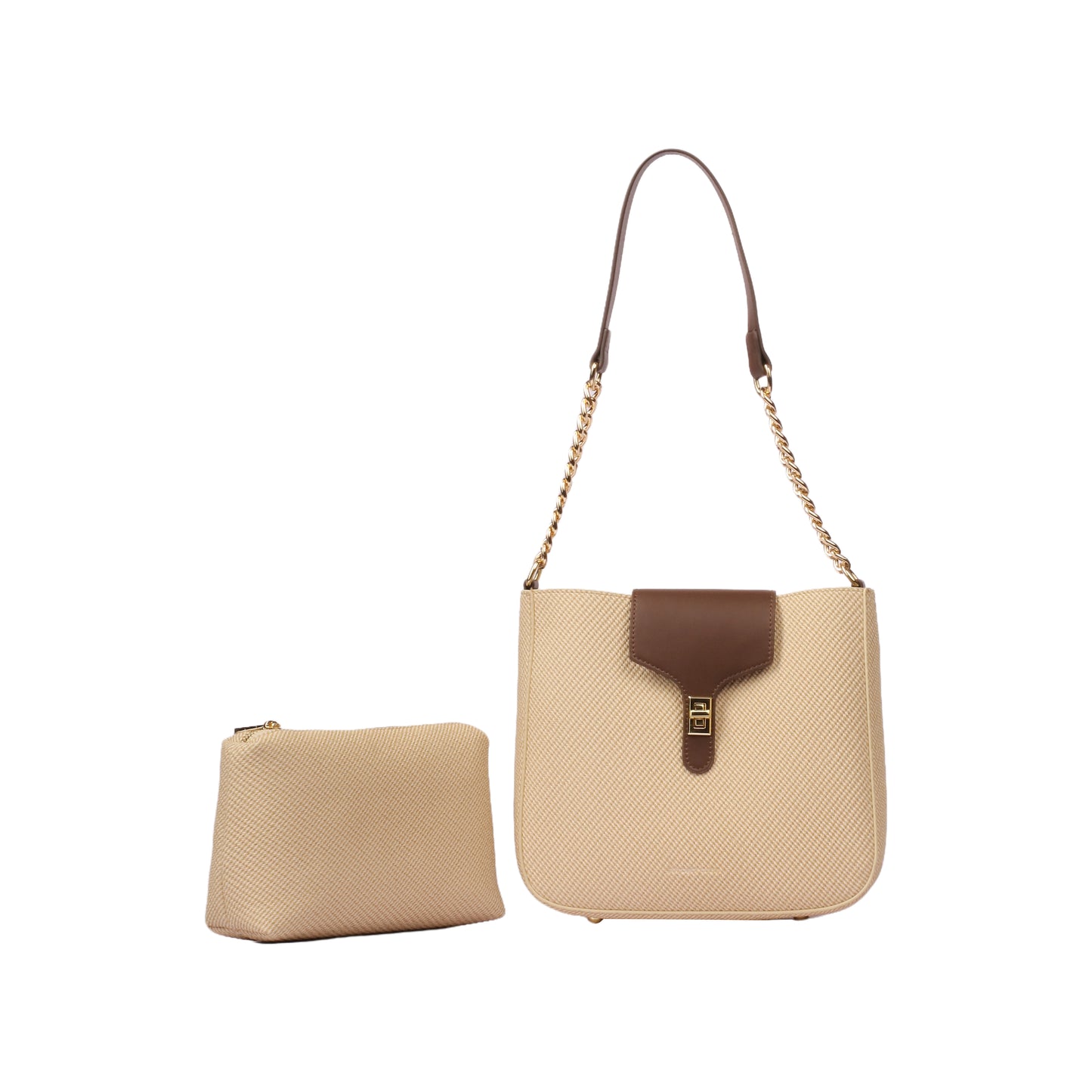 Twist Lock Shoulder Bag with Pouch