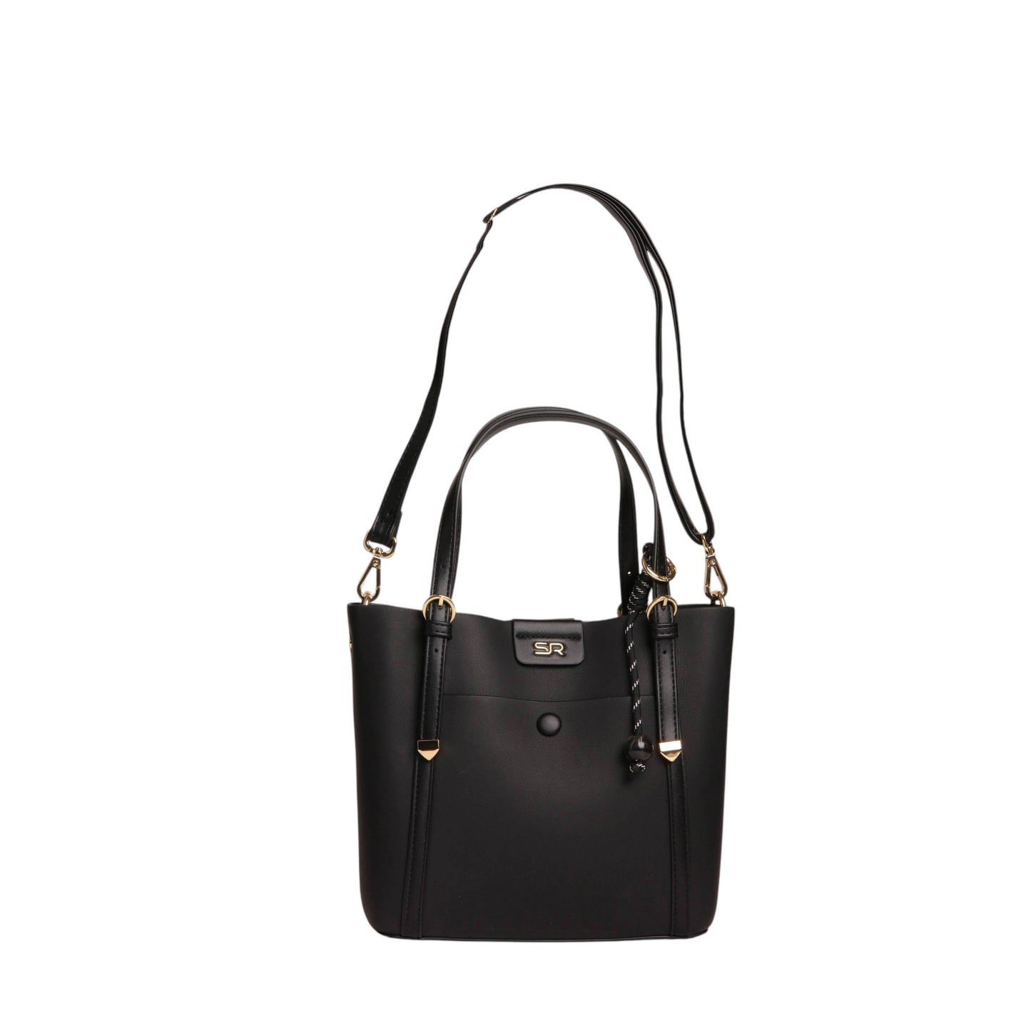 Buckle Handle Leather Handbag