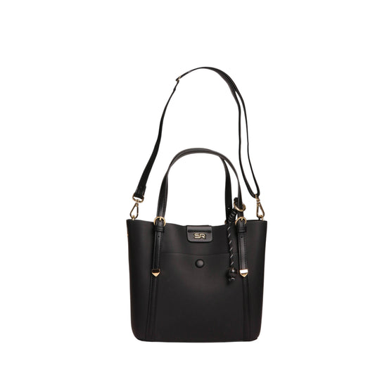 Buckle Handle Leather Handbag