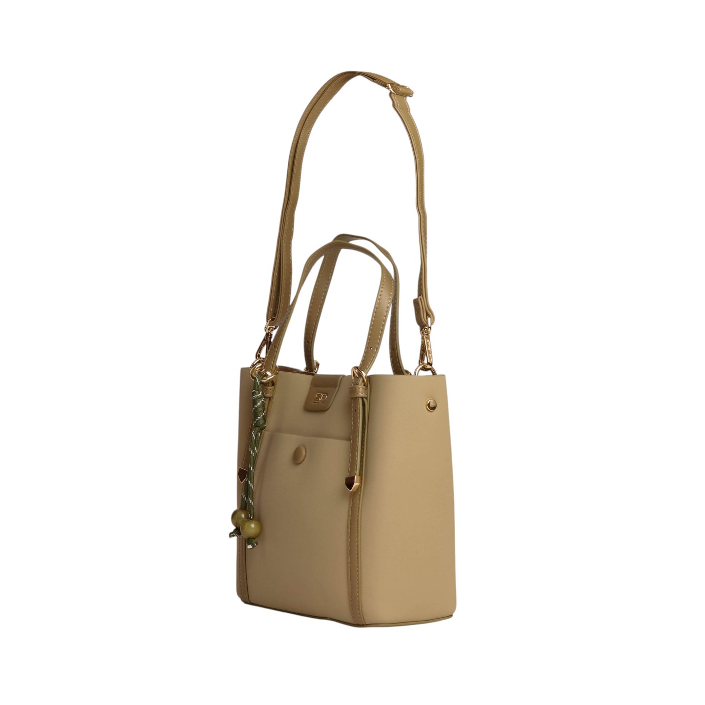 Buckle Handle Leather Handbag