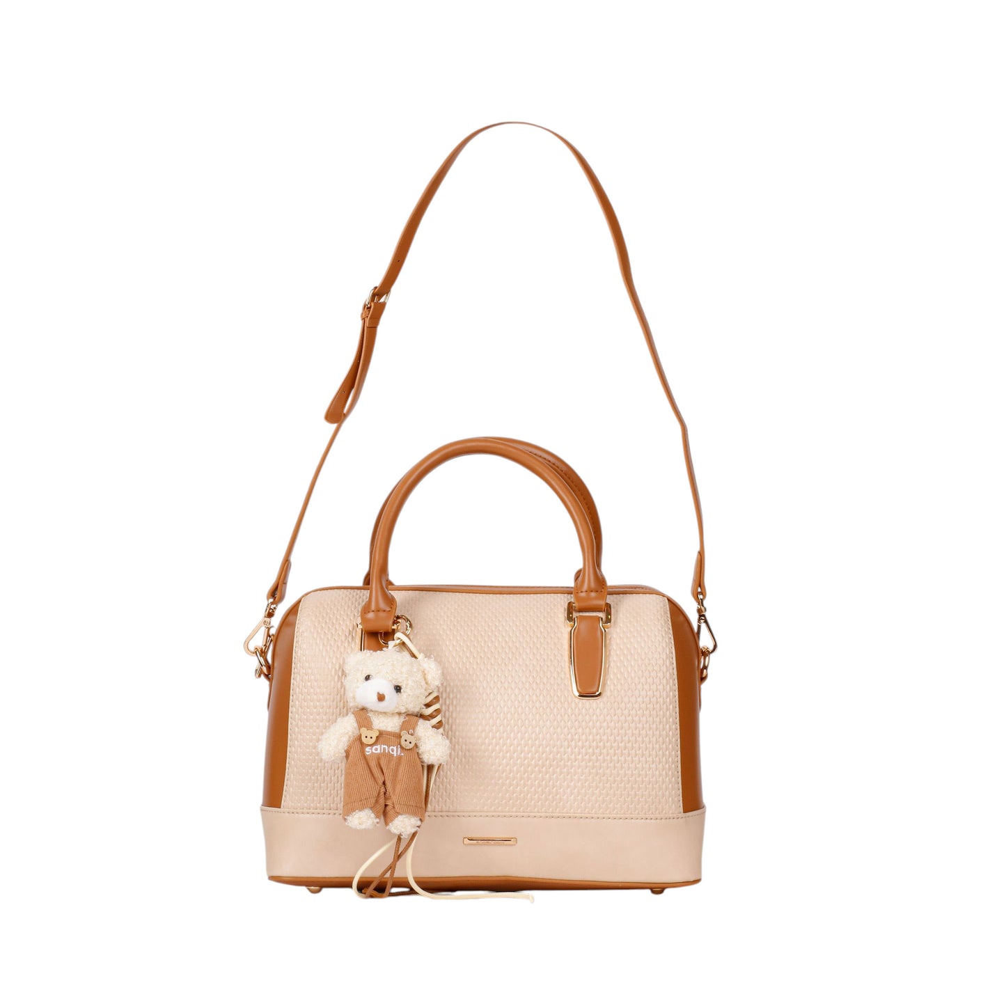 Textured Leather Handbag with Strap