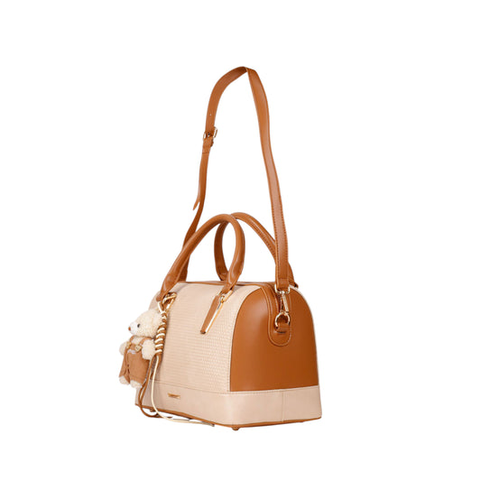 Textured Leather Handbag with Strap