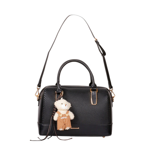 Textured Leather Handbag with Strap