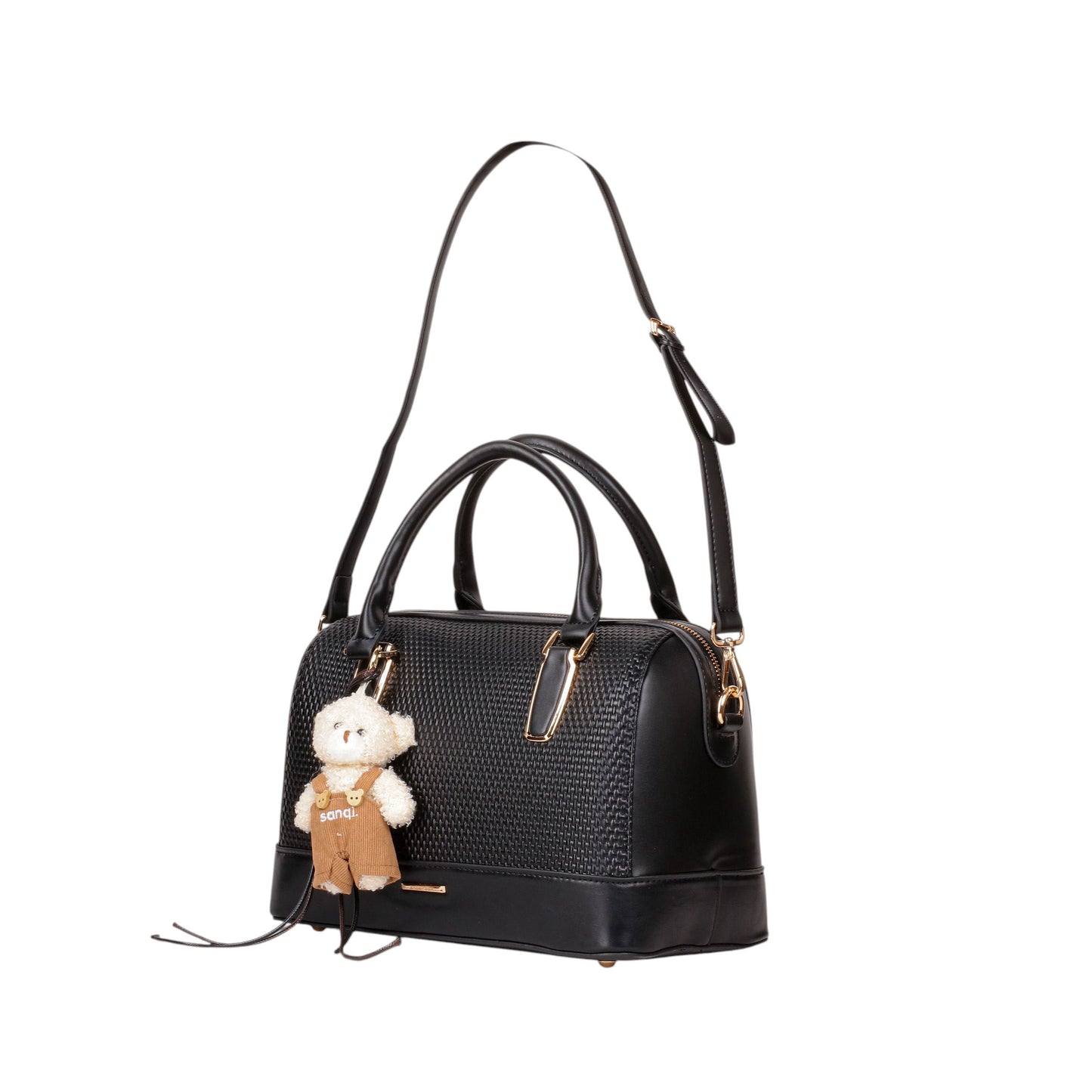 Textured Leather Handbag with Strap