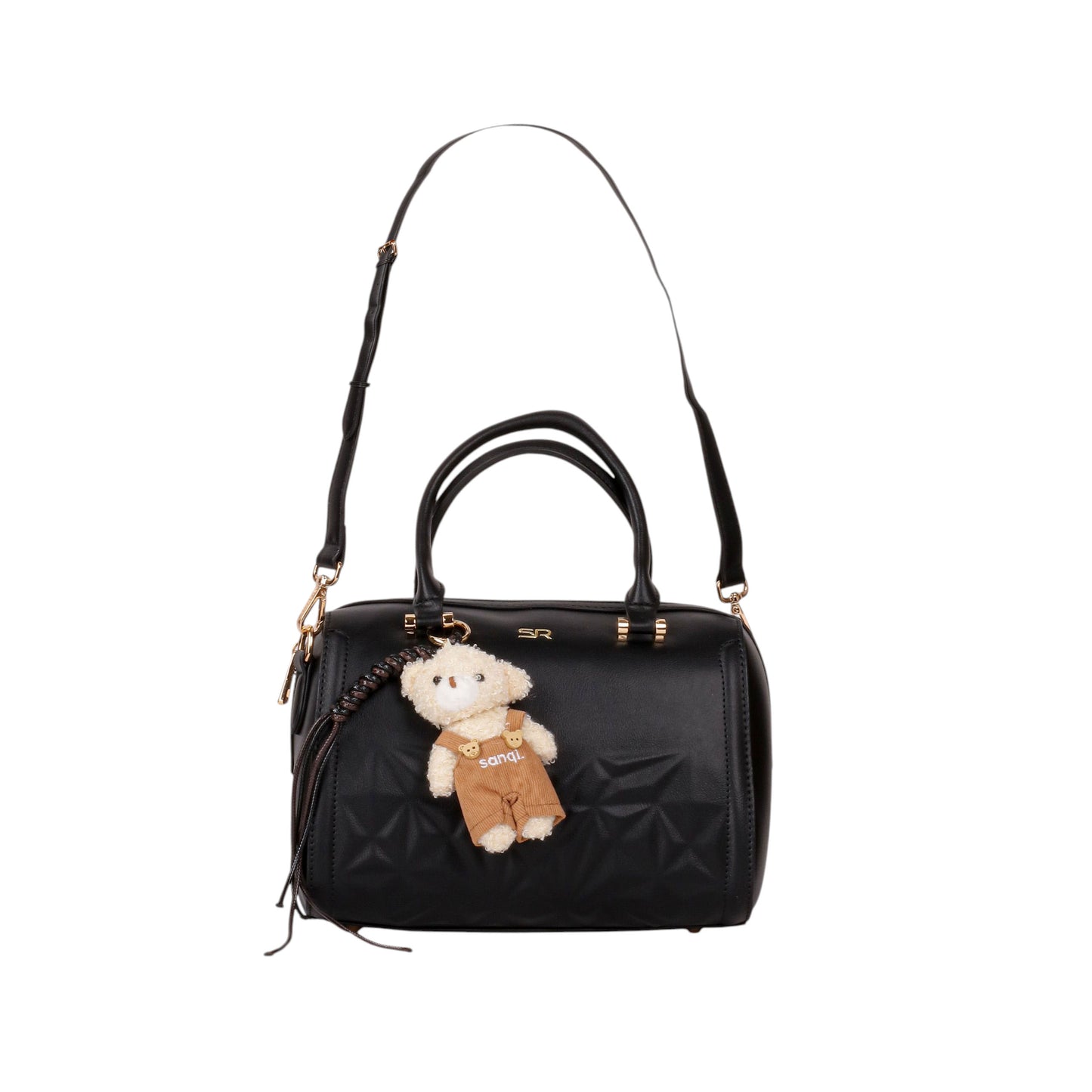 Back Zipper Handbag with Bear Medal