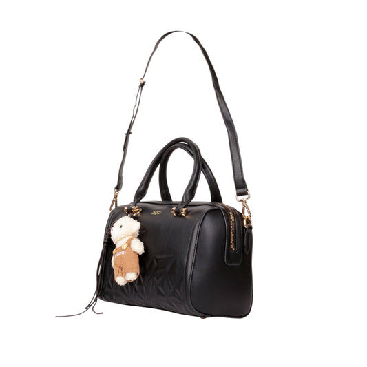 Back Zipper Handbag with Bear Medal