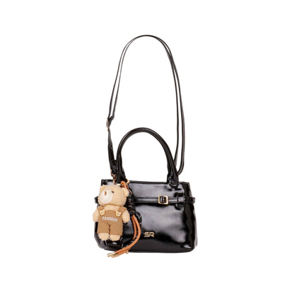 Casual Patent Leather Handbag with Medal