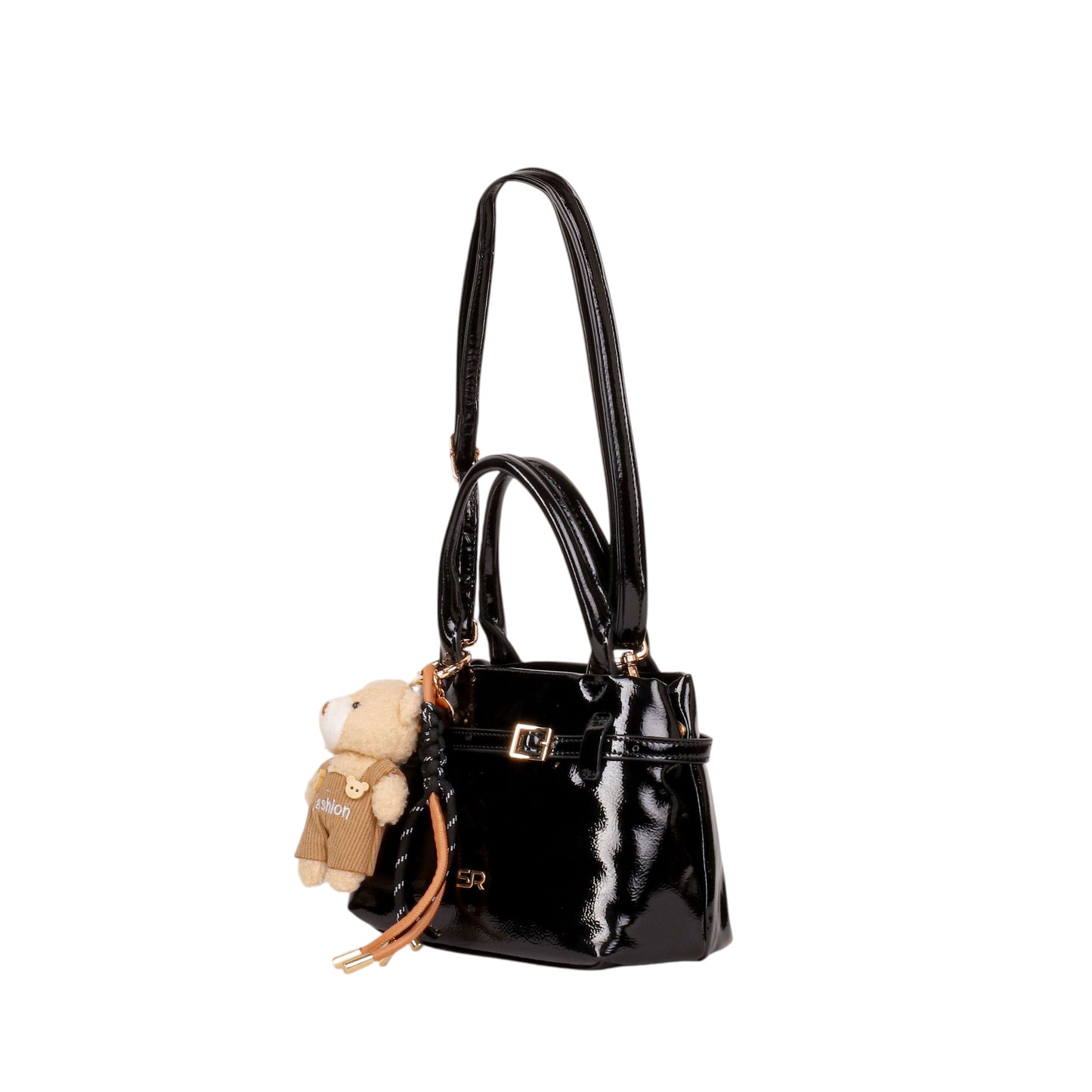 Casual Patent Leather Handbag with Medal