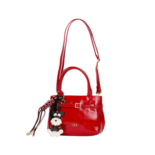 Casual Patent Leather Handbag with Medal