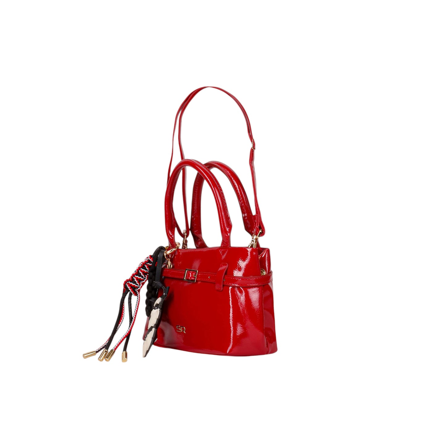 Casual Patent Leather Handbag with Medal