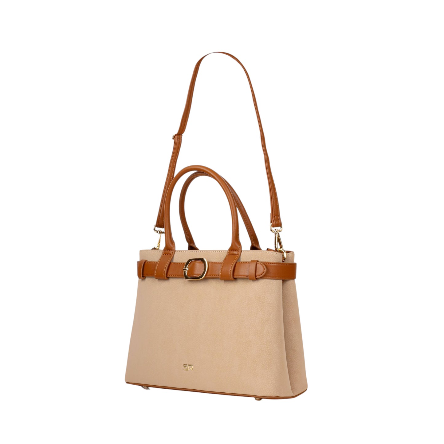 Matte Leather Handbag with Buckle