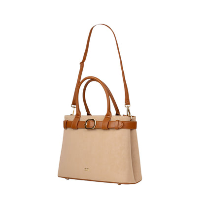 Matte Leather Handbag with Buckle