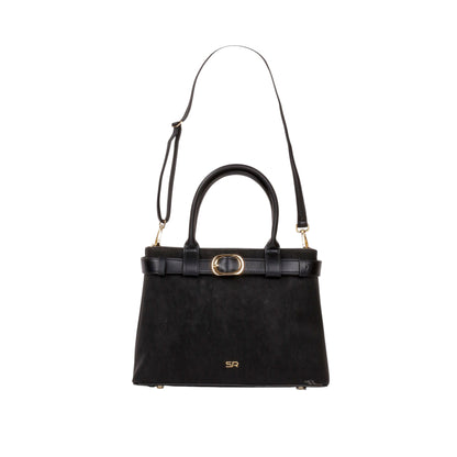 Matte Leather Handbag with Buckle