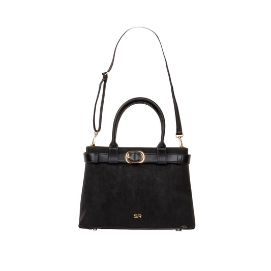 Matte Leather Handbag with Buckle