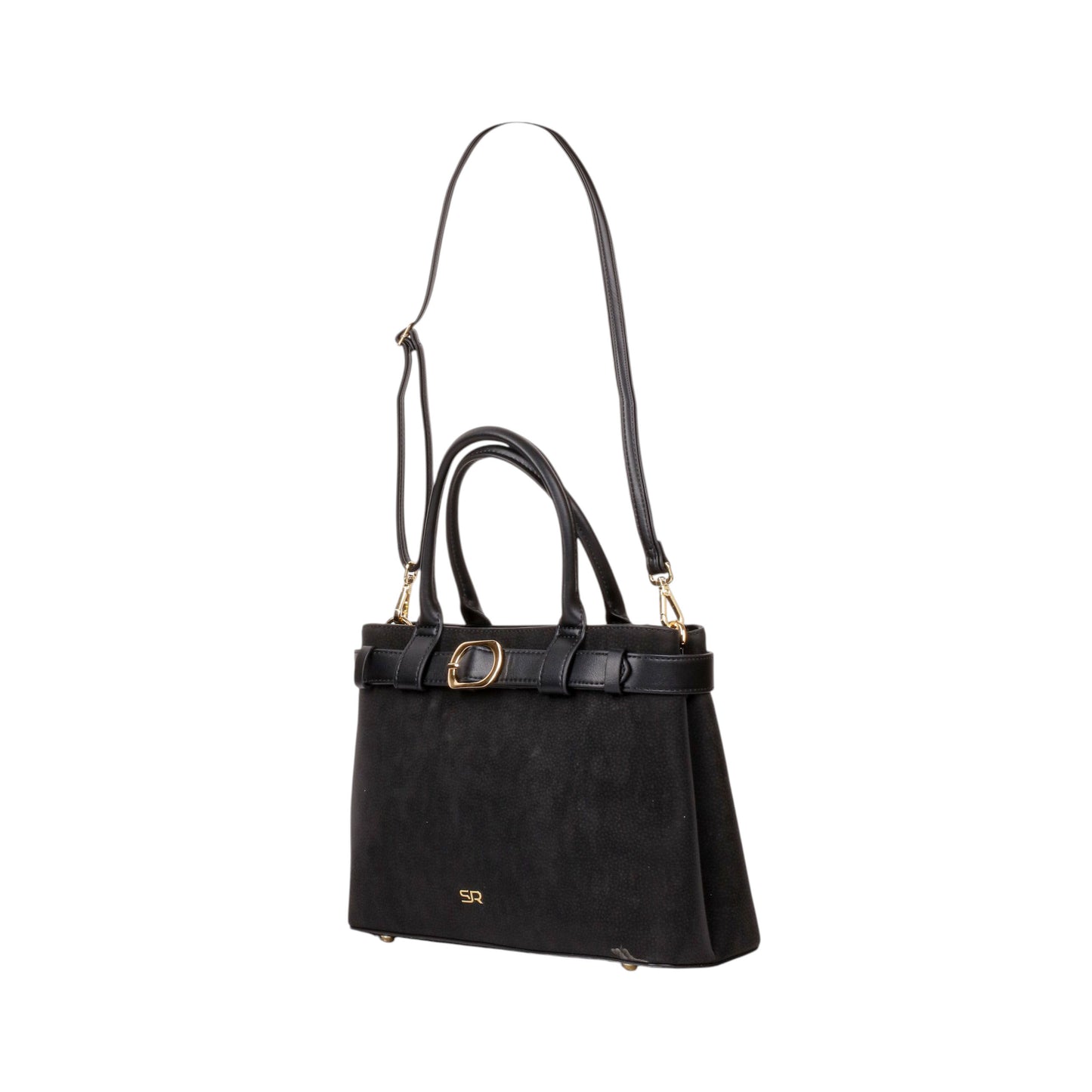 Matte Leather Handbag with Buckle