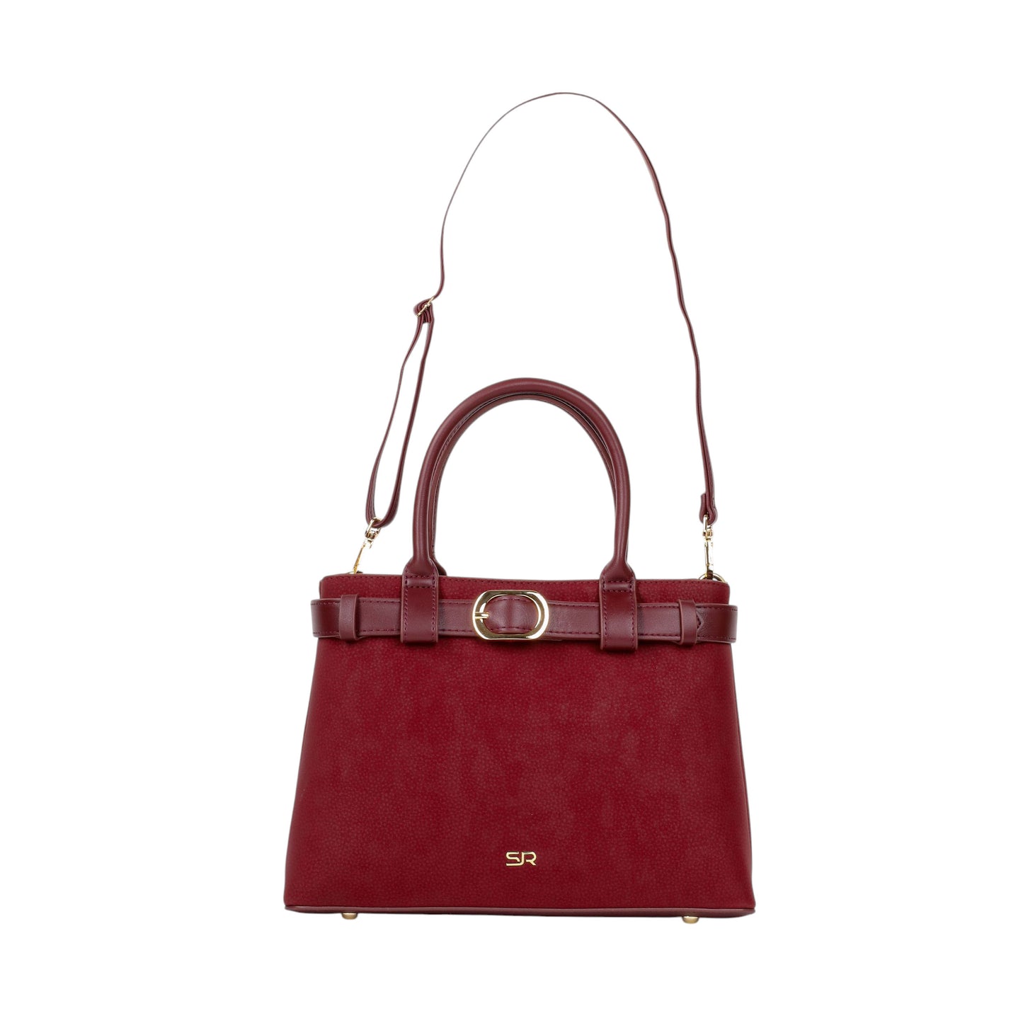 Matte Leather Handbag with Buckle