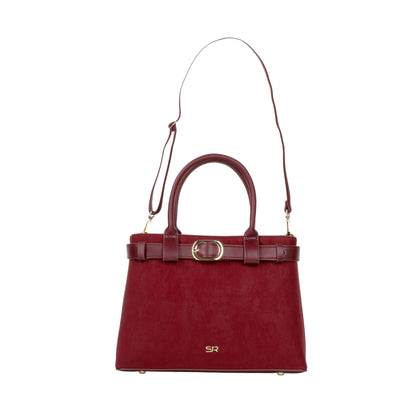 Matte Leather Handbag with Buckle