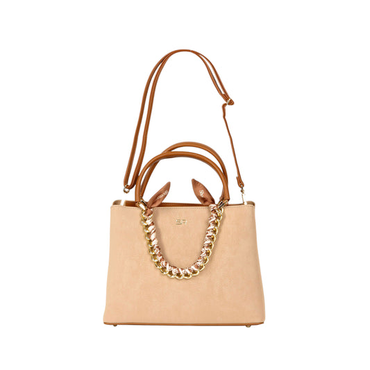 Structured Handbag with Decorative Chain