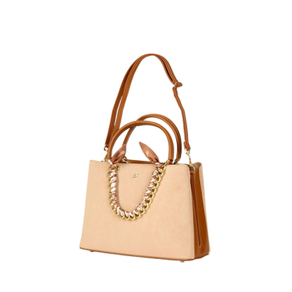 Structured Handbag with Decorative Chain