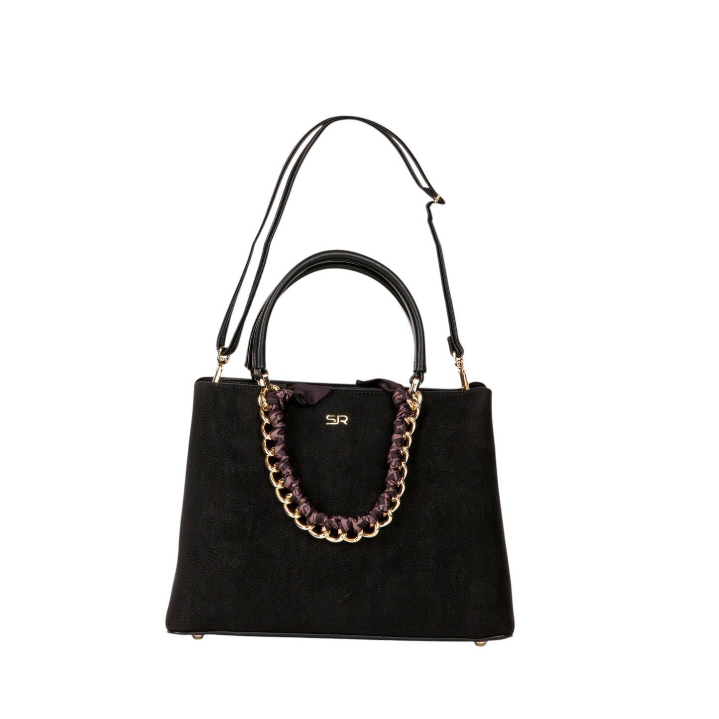 Structured Handbag with Decorative Chain