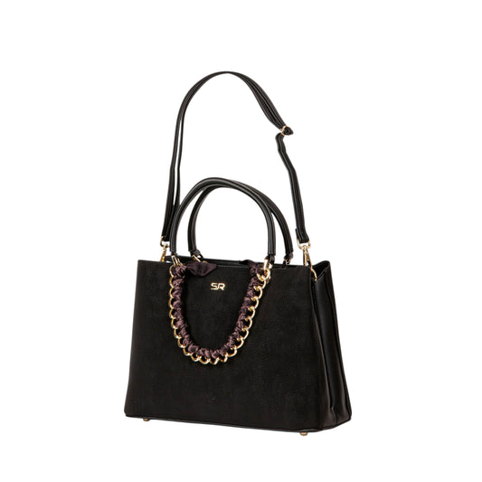 Structured Handbag with Decorative Chain
