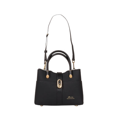 Matte Leather Handbag with Buckle