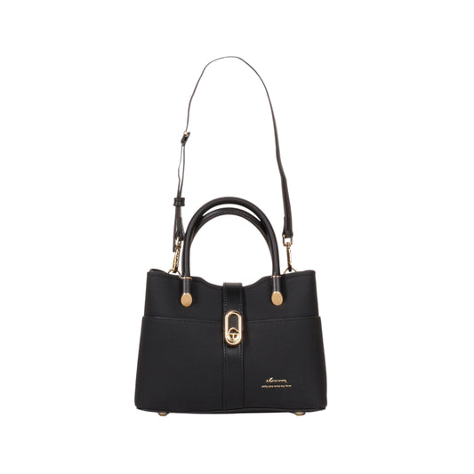 Matte Leather Handbag with Buckle