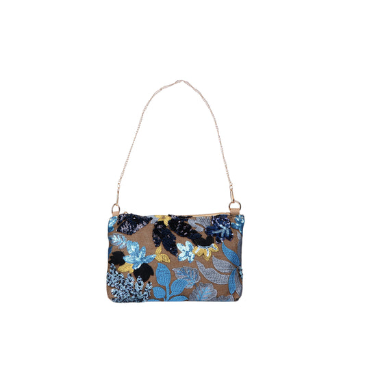 Trendy Embroiderd Clutch with Chain