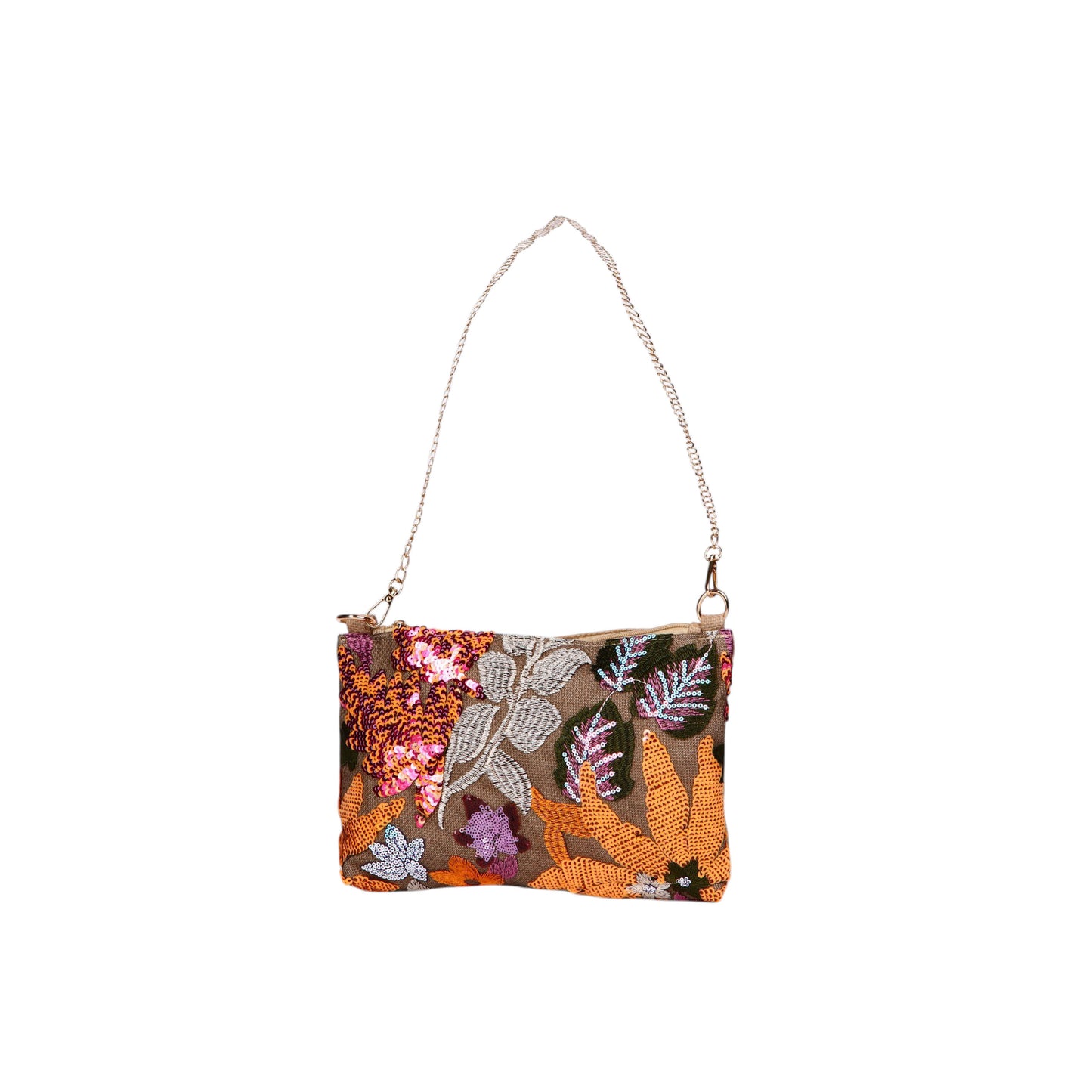 Trendy Embroiderd Clutch with Chain