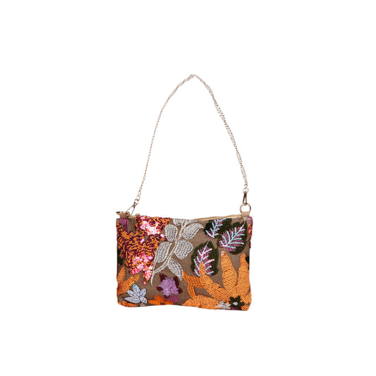 Trendy Embroiderd Clutch with Chain
