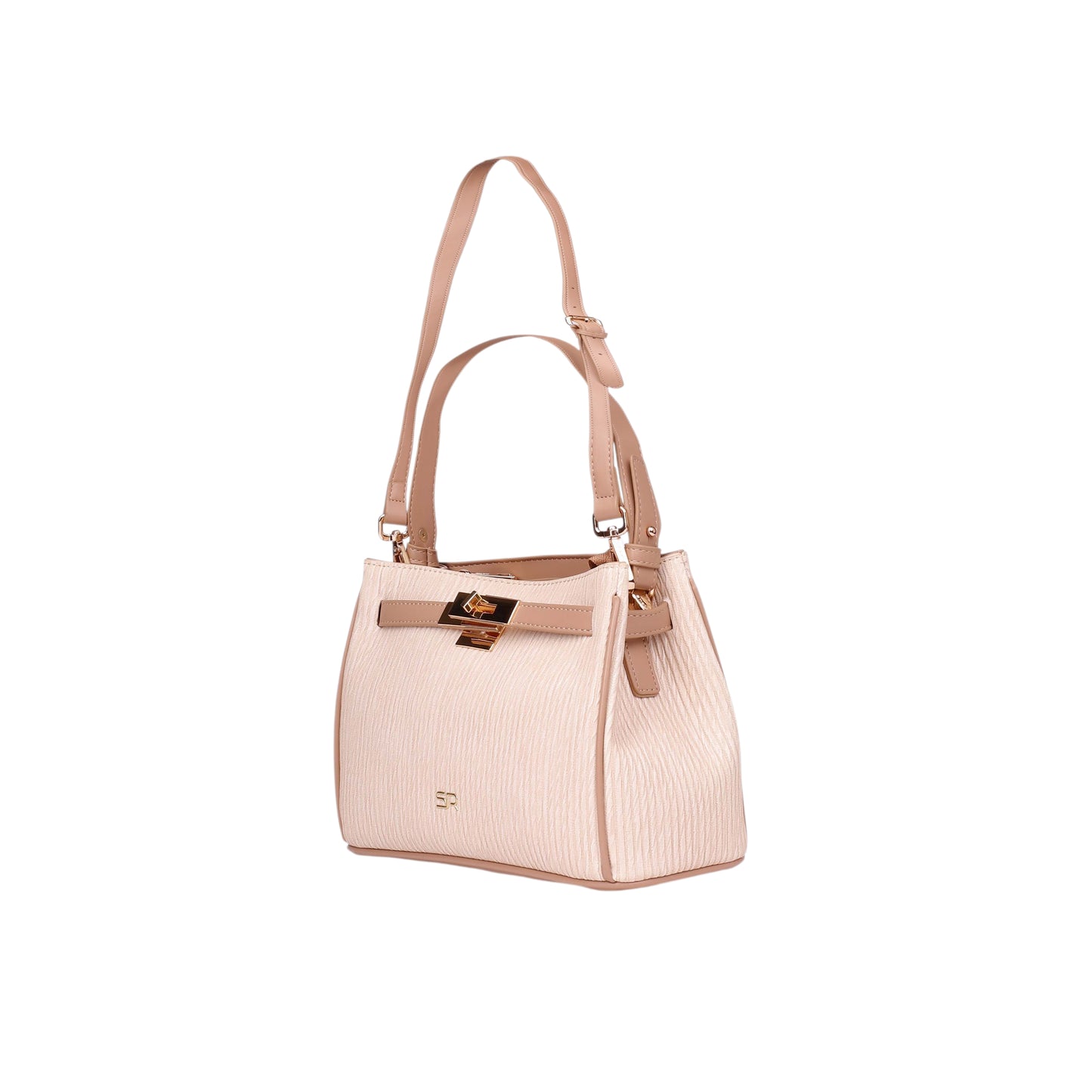 Textured Leather Handbag with Strap