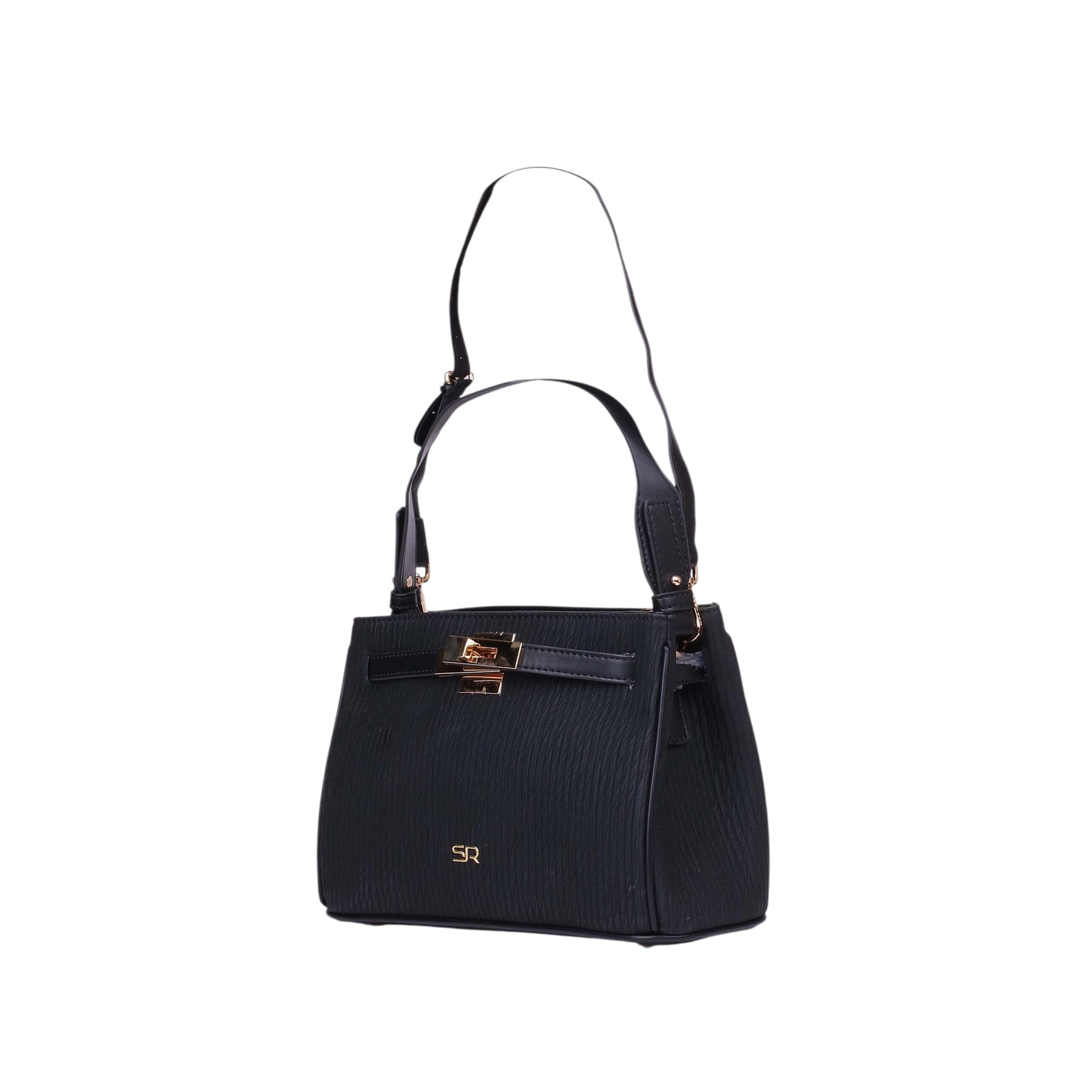 Textured Leather Handbag with Strap