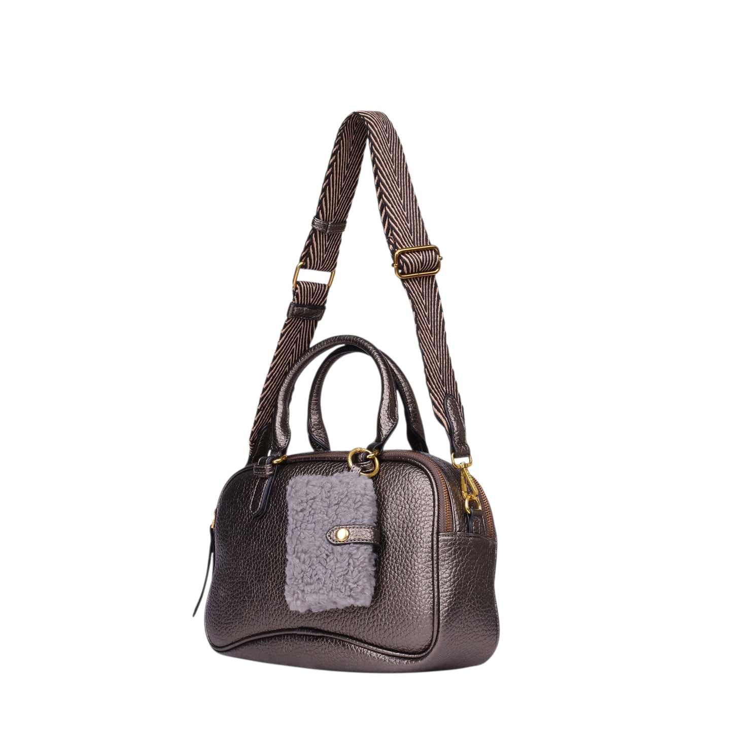 Hand Bag With Front Fur Wallet