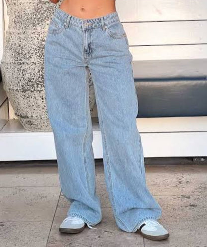 Denim Blue Wide Leg Jeans
