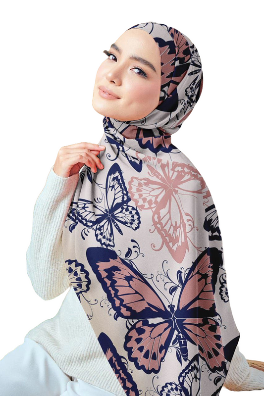 Butterflies Print Chiffon Crepe Scarf