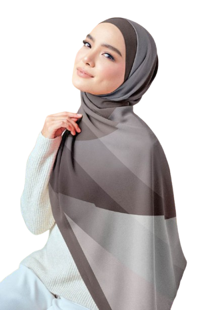 Gray Gradient Chiffon Crepe Scarf