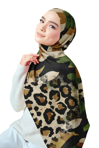 Camouflage Printed Chiffon Crepe Scarf