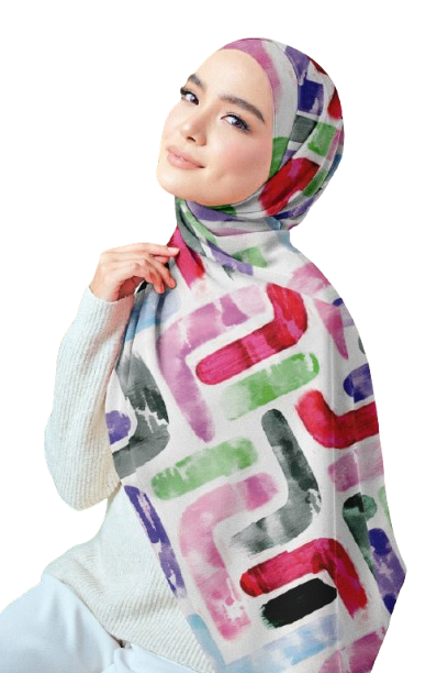Colorful Printed Chiffon Crepe Scarf