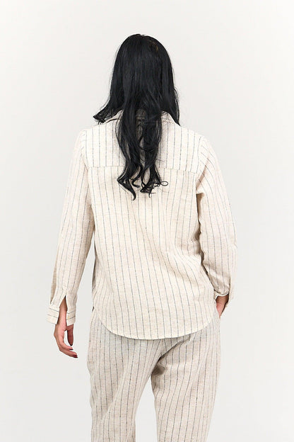 Beige Linen Striped Shirt