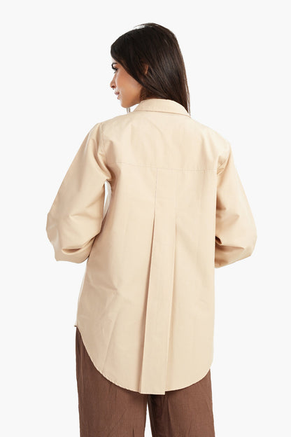 قميص بوبلين مع أكمام مرنة