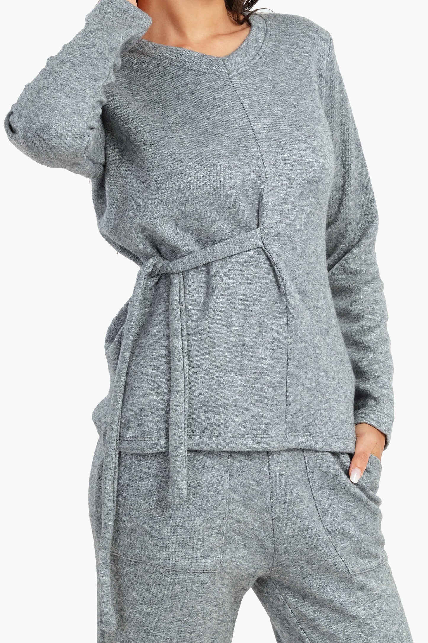 Carina Heather Grey Knitted Pyjama Set