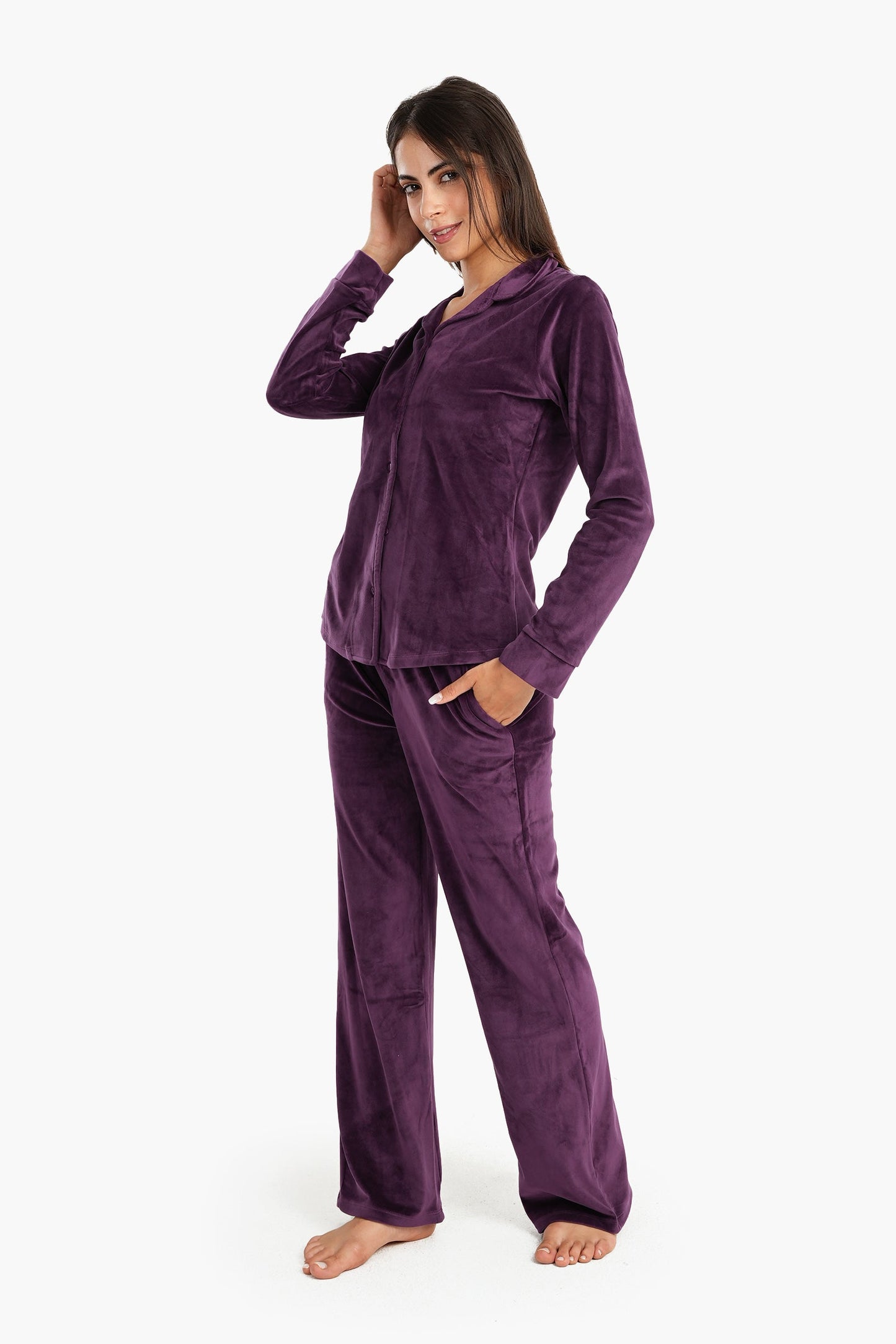 Carina Velvet Classic Pyjama Set