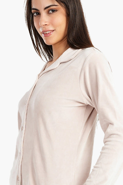 طقم بيجامة كلاسيكي مخملي