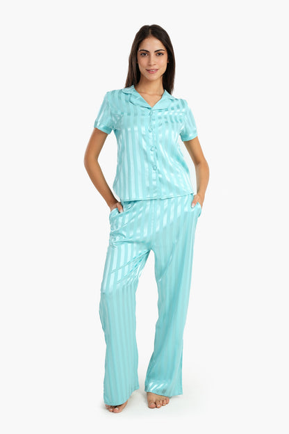 Carina Turquoise Striped Pyjama Set