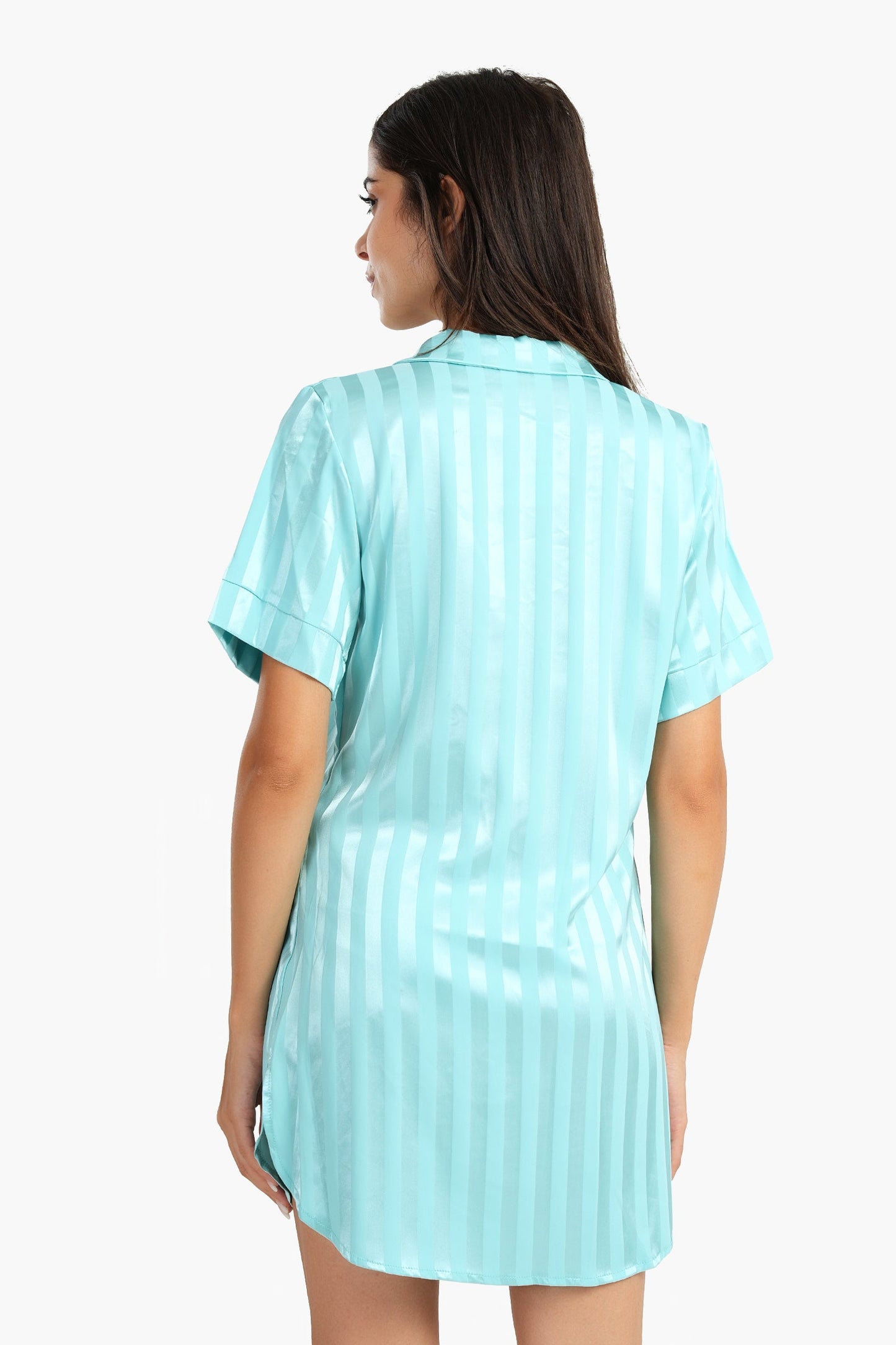 Carina Striped Turquoise Sleep Shirt