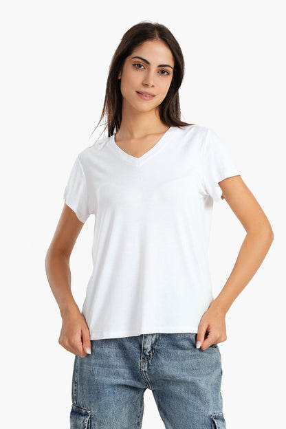 Viscose V-Neck T-Shirt