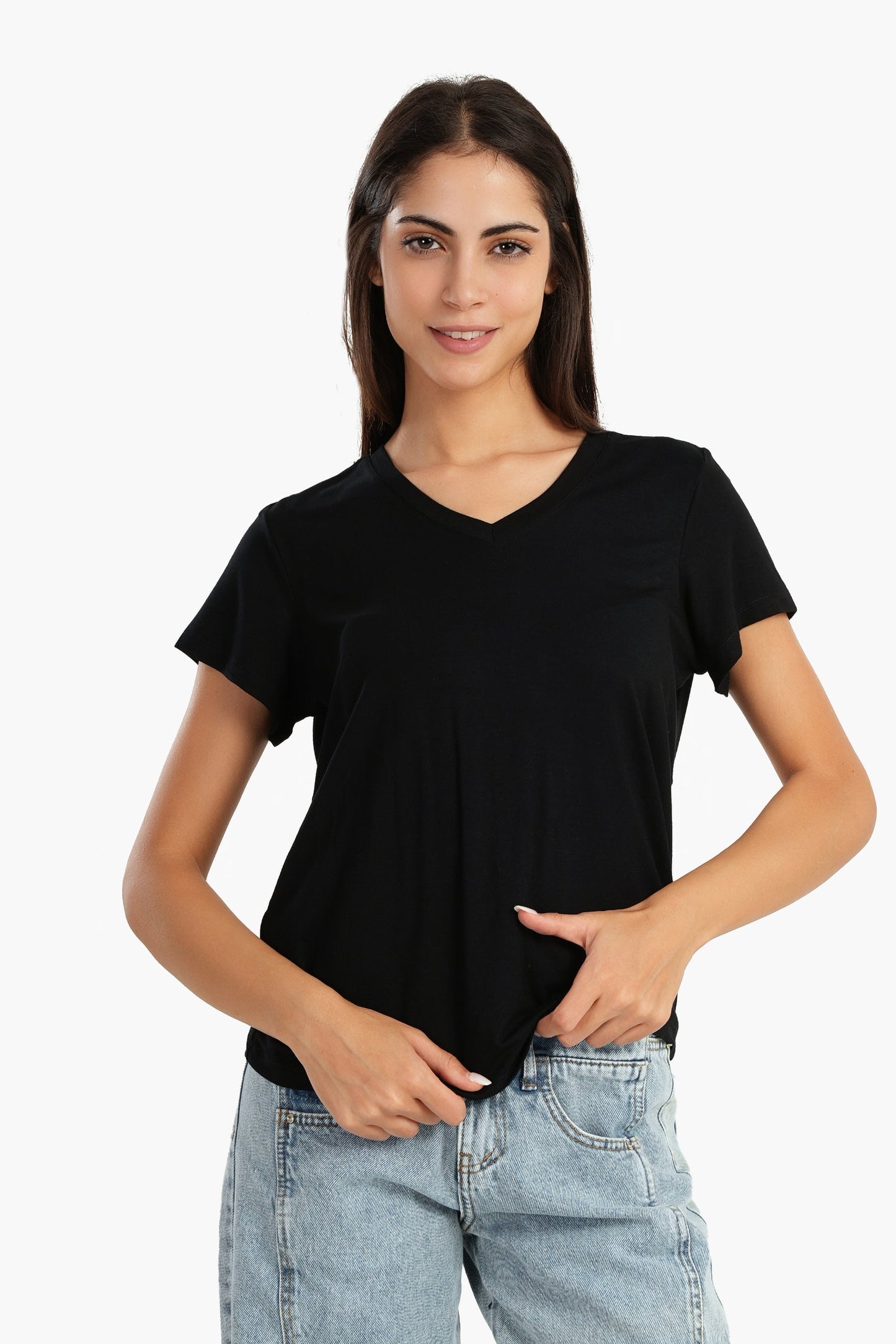 Viscose V-Neck T-Shirt