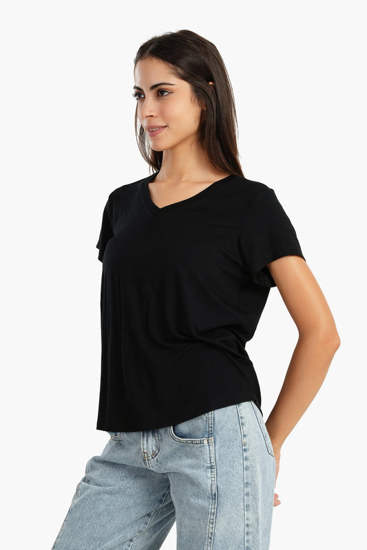 Viscose V-Neck T-Shirt