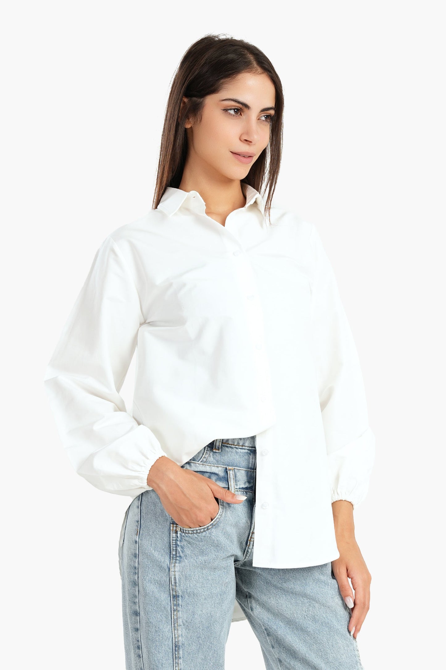 Carina Poplin Shirt with Elastic Cuffs